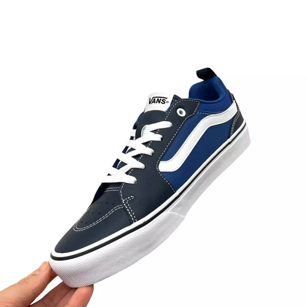 Vans Filmore Men's Casual Leather Sneaker Size 10 Navy -Royal Blue Lace up Shoes